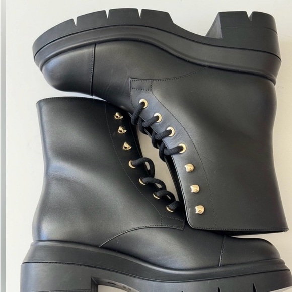 Stuart Weitzman Shoes - Stuart Wietzman Black Lace-Up Combat Boots